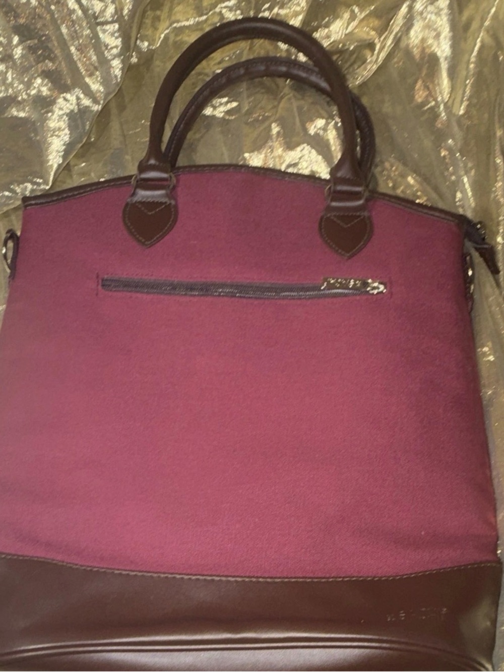 Burgundy and Brown Lunch Tote Bag insulated